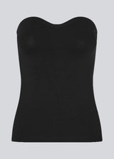 Fitted tube top in black in soft, rib-knitted cotton quality. DaeMD tube top has a sweetheart neckline with a silicone trim on the inside.