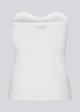Fitted tube top in white in soft, rib-knitted cotton quality. DaeMD tube top has a sweetheart neckline with a silicone trim on the inside.