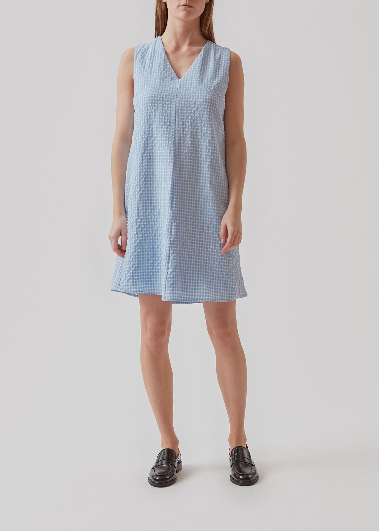 Light blue checkered dress discount