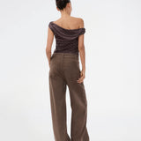 Himamd print off-shoulder top - Seal Brown Dot