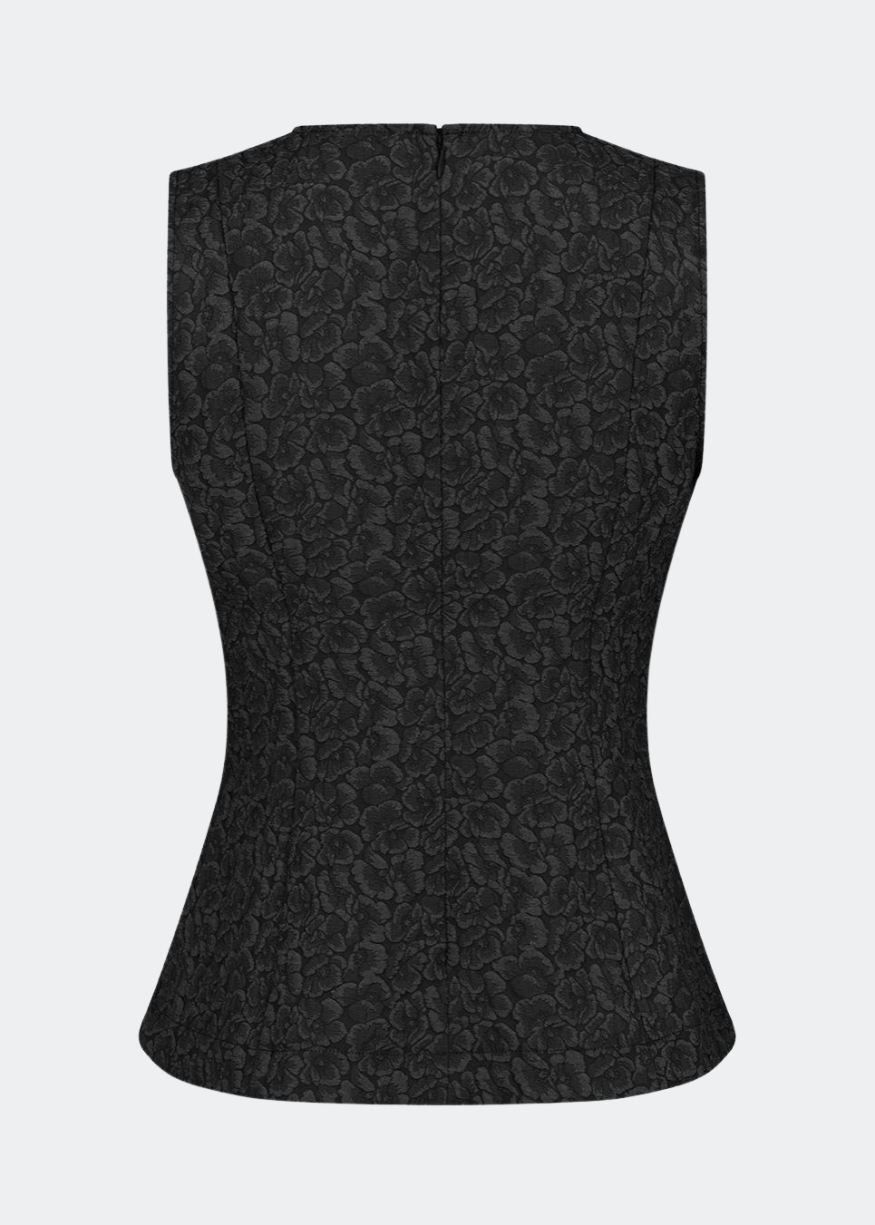 Tailored top without sleeves made from a structured material. HollisMD top has a high v-shaped neckline with a hidden zipper at the neck.&nbsp;