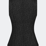 Tailored top without sleeves made from a structured material. HollisMD top has a high v-shaped neckline with a hidden zipper at the neck.&nbsp;