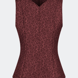 Tailored top without sleeves made from a structured material. HollisMD top has a high v-shaped neckline with a hidden zipper at the neck.&nbsp;
