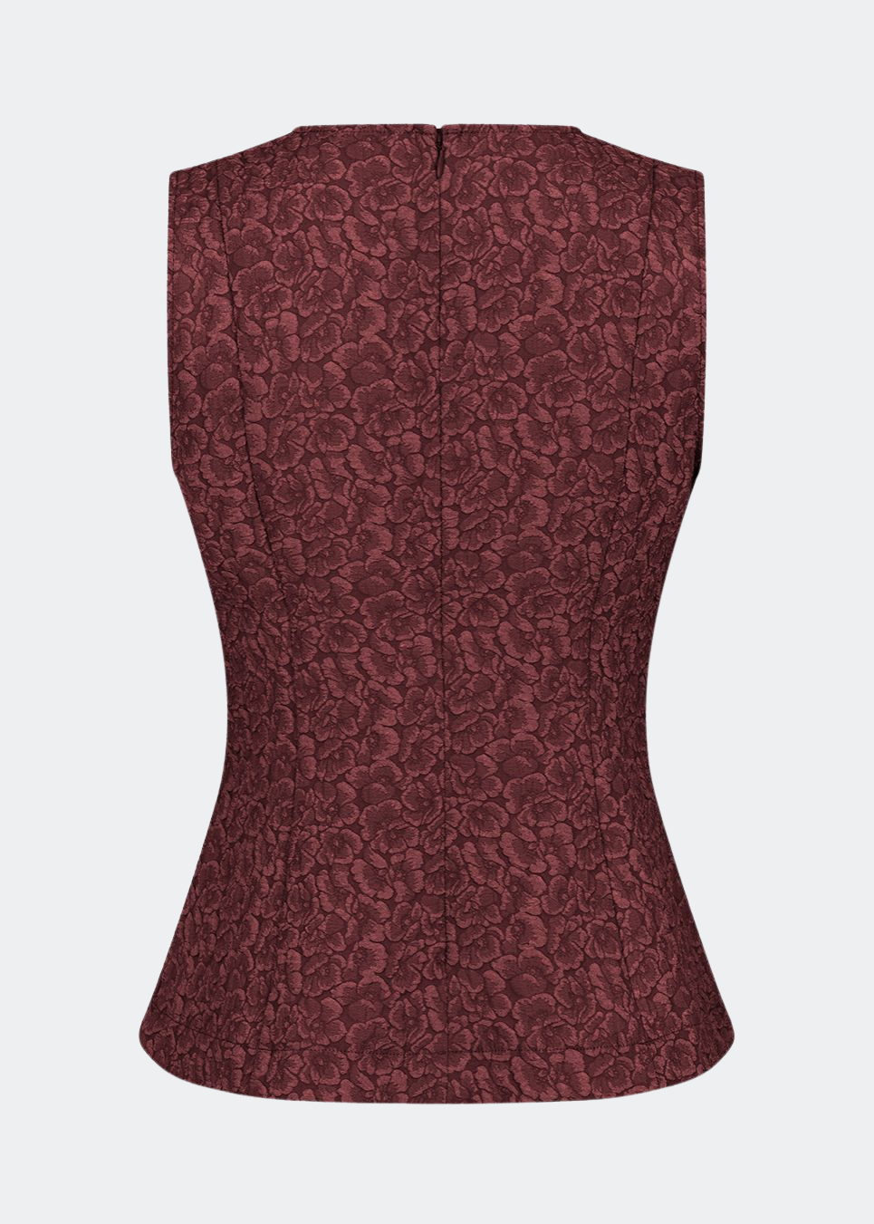 Tailored top without sleeves made from a structured material. HollisMD top has a high v-shaped neckline with a hidden zipper at the neck.&nbsp;