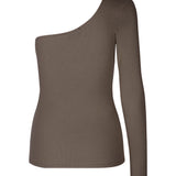 Lækker basic top i brun i en blød bomuldsrib. IgorMD one shoulder LS top har en tætsiddende pasform med et enkelt asymmetrisk langt ærme og er perfekt at style til et sporty look. 