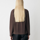 Hellenmd logo LS t-shirt - Seal Brown