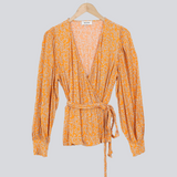 Modström Preloved CorinnaMD print top - Vibrant Orange Flower Leaf