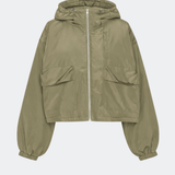 ConnieMD Jacket is a short jacket with a loose fit and hood. The jacket features a zip fastening at the front, large flap pockets and long, voluminous sleeves with elasticated cuffs. The model is 175 cm tall and is wearing a size S/36.