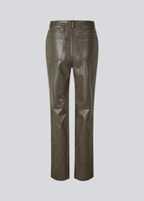 Pants in a soft brown faux leather material with a croc-style effect. TerriMD pants have straight wide legs with a medium-high waist in a classic five-pocket design.