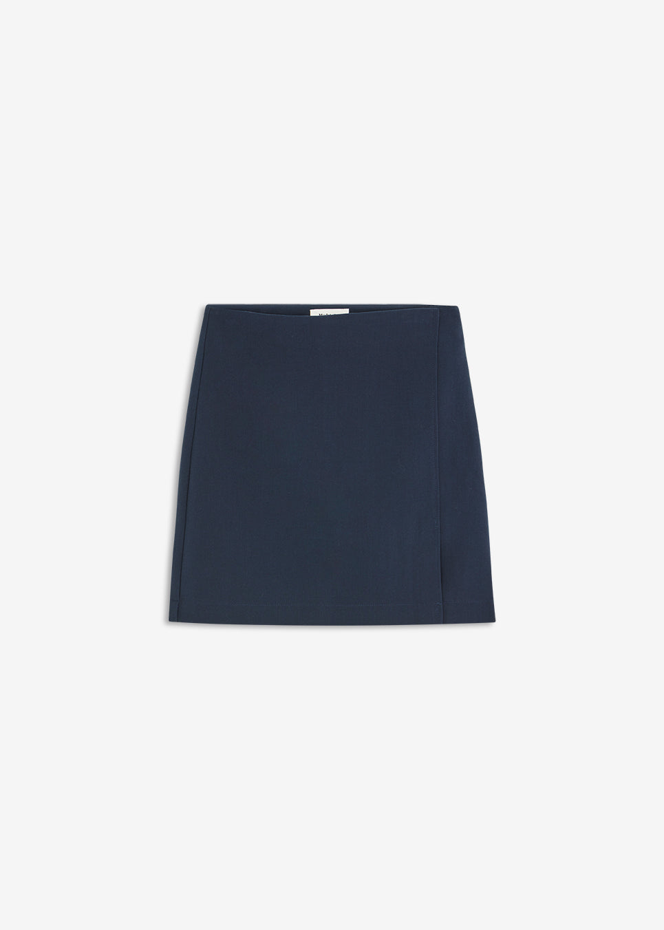 Classic A-line skirt in dark blue in short length. GaleMD skirt has a simple expression with a hidden zip at side seam and slit in front.