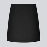 Classic A-line black skirt in short length. GaleMD skirt has a simple expression with a hidden zip at the side seam and a slit in front.&nbsp;