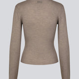 Fitted cardigan in brown made from a soft, rib-knitted wool. HirokiMD cardigan has a collar, buttons in front, and long sleeves with slit and buttons.&nbsp;