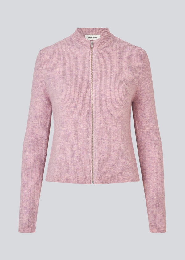 Fitted cardigan in a soft knit. TreeMD cardigan has a high neck and a zipper closure in front.