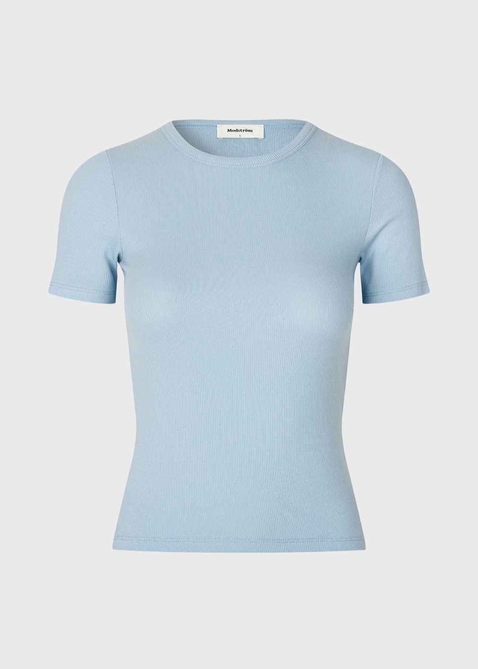 Soft basic t-shirt in light blue in soft cotton rib with stretch. Igormd short t-shirt has a tight fit with short sleeves.