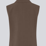 Loose vest with a collar in our classic gale material. Galemd vest is sleeveless and has a front button closure.