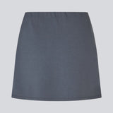 Short flared skirt in a stretchy material in dark blue. TurnerMD flare skirt has an elastic waistband. Match the skirt with the top: TurnerMD tank top.