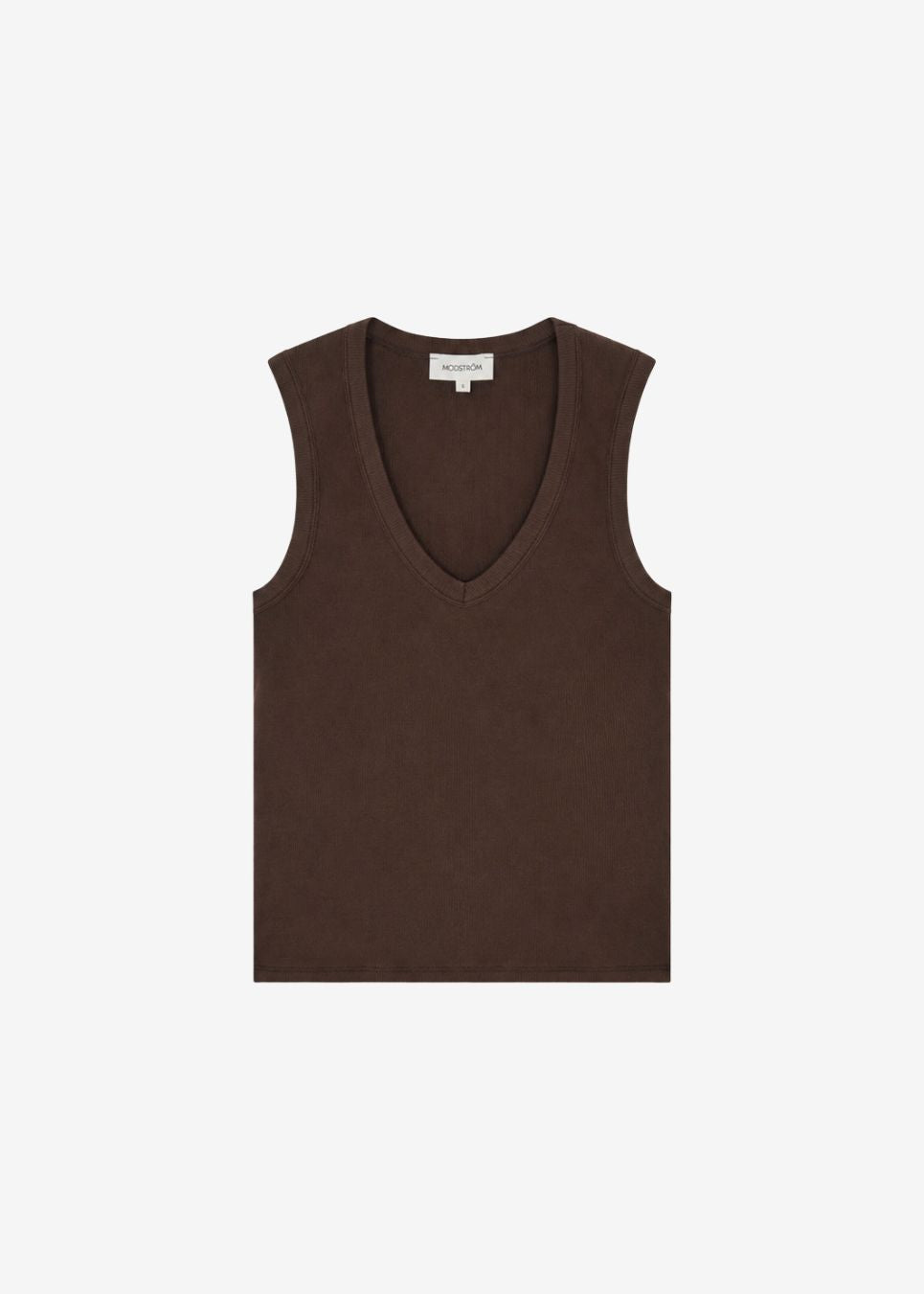 Fitted sleeveless top with a deep V-neckline. Igormd v-neck top is made from ribbed organic cotton with stretch. Wear it beneath an open shirt or with wide-leg trousers.