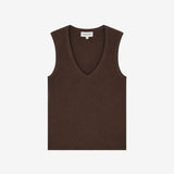 Fitted sleeveless top with a deep V-neckline. Igormd v-neck top is made from ribbed organic cotton with stretch. Wear it beneath an open shirt or with wide-leg trousers.