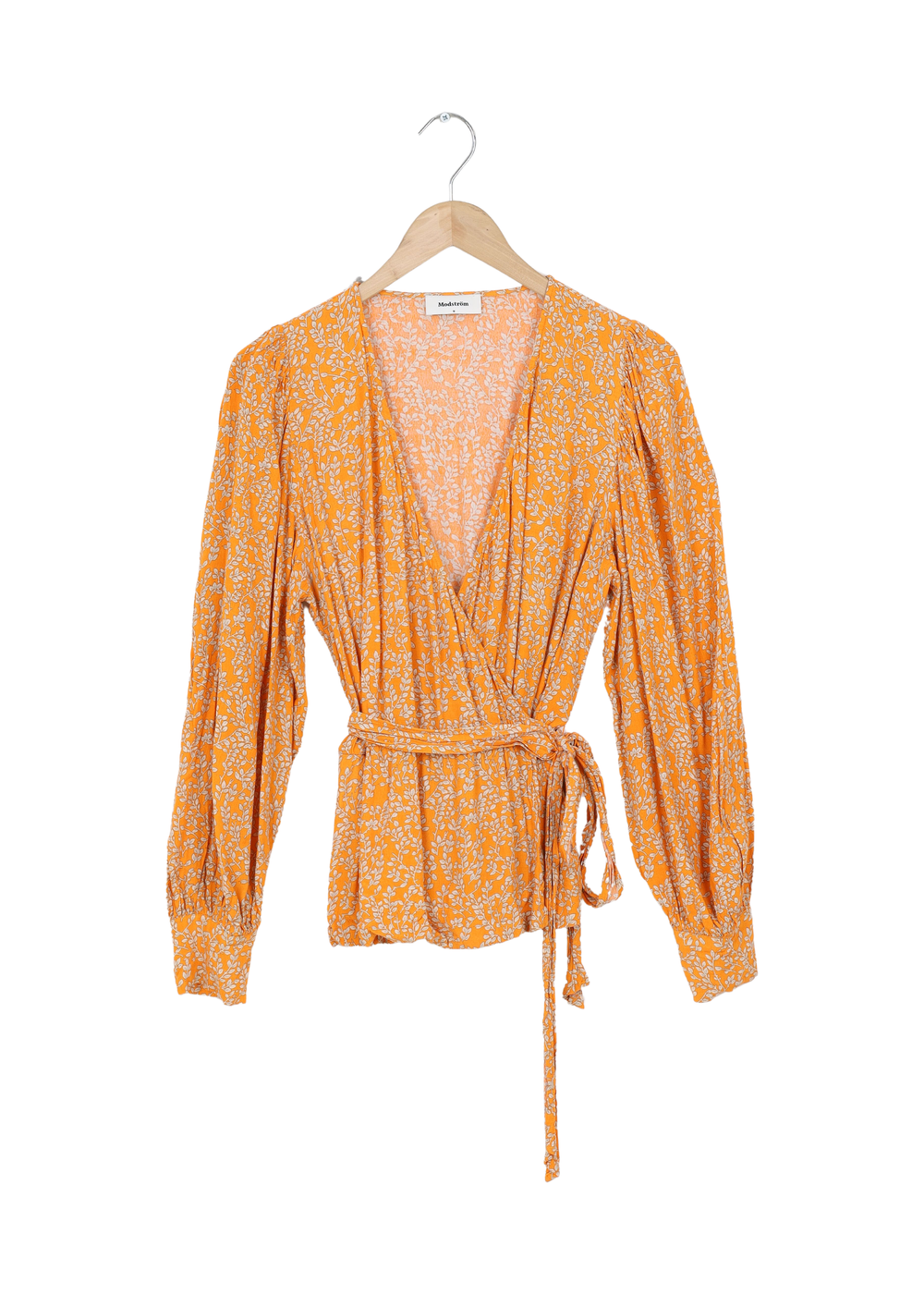Modström Preloved CorinnaMD print top - Vibrant Orange Flower Leaf