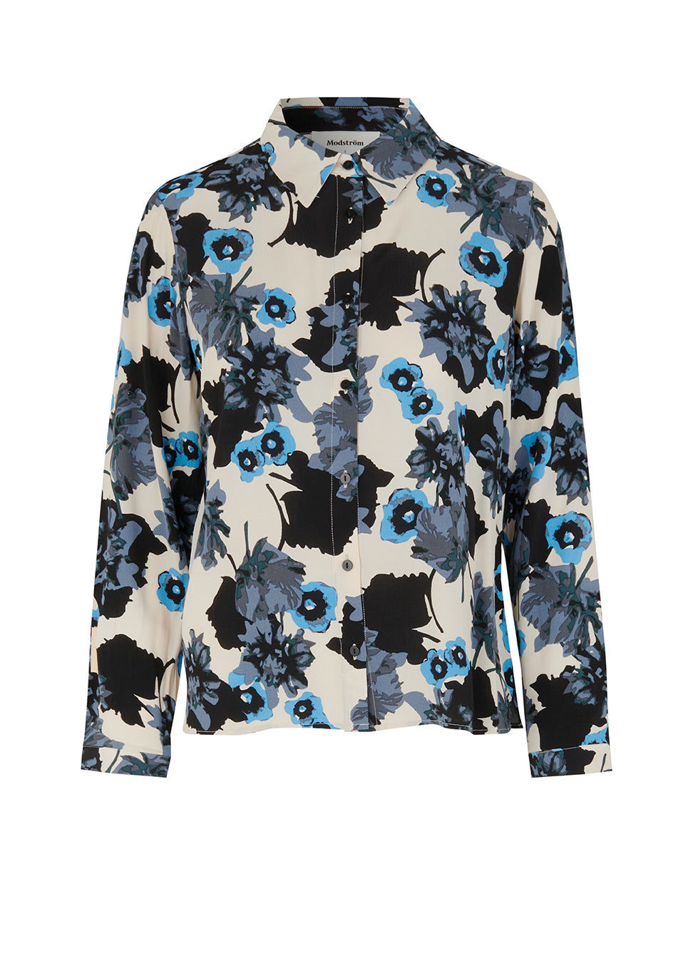 Skjorte i stort blomsterprint af EcoVero viskose. AnnalieMD print shirt har en løs pasform med lange ærmer, krave og knaplukning fortil.