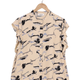 Modström Preloved Mistmd print SS top - Flower Horizon