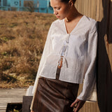 Short A-line skirt in lamb leather with a medium-high waist. IsmaelMD skirt has a vintage-inspired look and a hidden zipper in the side.