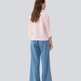 Shirt in a relaxed silhouette and 3/4 lengthsleeves. AaliyahMD shirt has a resort collar, dropped shoulders and button closure in front.