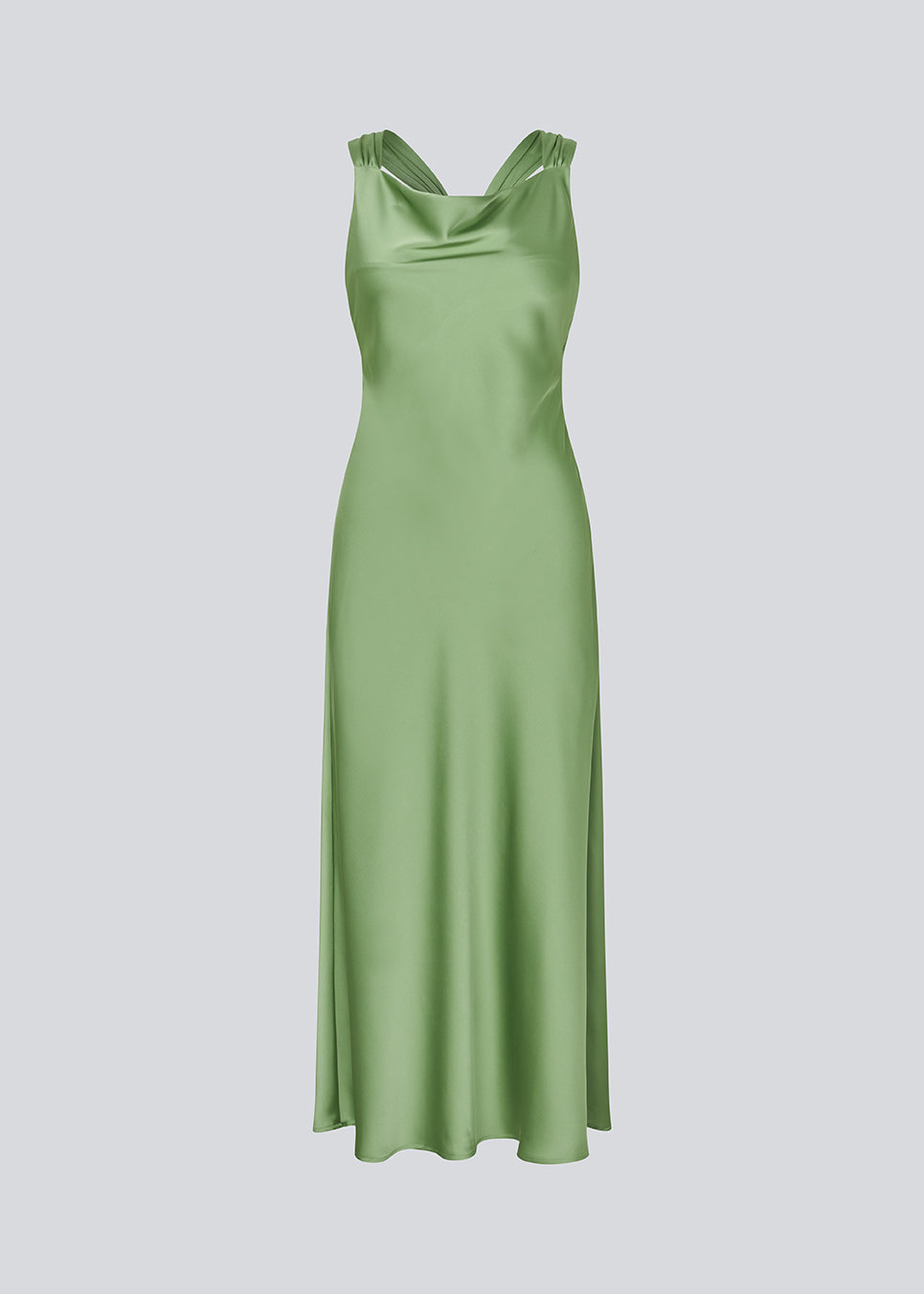 Long dress in lustrous satin with an open back. The AijaMD Dress features a feminine design with a beautifully draped skirt, a fitted waist, draping at the bust, and an elegant crisscross back. Made from 100% recycled polyester, it’s perfect for both evening and party looks.