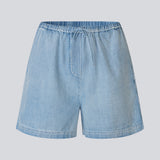 Light cotton denim shorts. The AlvarMD Shorts feature adjustable drawstrings at the waist and a relaxed, loose fit for all-day comfort. Classic details and lightweight fabric make them perfect for laid-back summer looks.