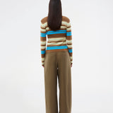 Long-sleeve cardigan with a polo collar and stripes. The AslanMD Cardigan is made from ribbed 100% organic cotton with elastic for a snug and comfortable fit. Perfect for layering or as an elegant everyday favorite.
 