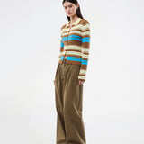Long-sleeve cardigan with a polo collar and stripes. The AslanMD Cardigan is made from ribbed 100% organic cotton with elastic for a snug and comfortable fit. Perfect for layering or as an elegant everyday favorite.
 