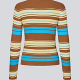 Long-sleeve cardigan with a polo collar and stripes. The AslanMD Cardigan is made from ribbed 100% organic cotton with elastic for a snug and comfortable fit. Perfect for layering or as an elegant everyday favorite.
 
