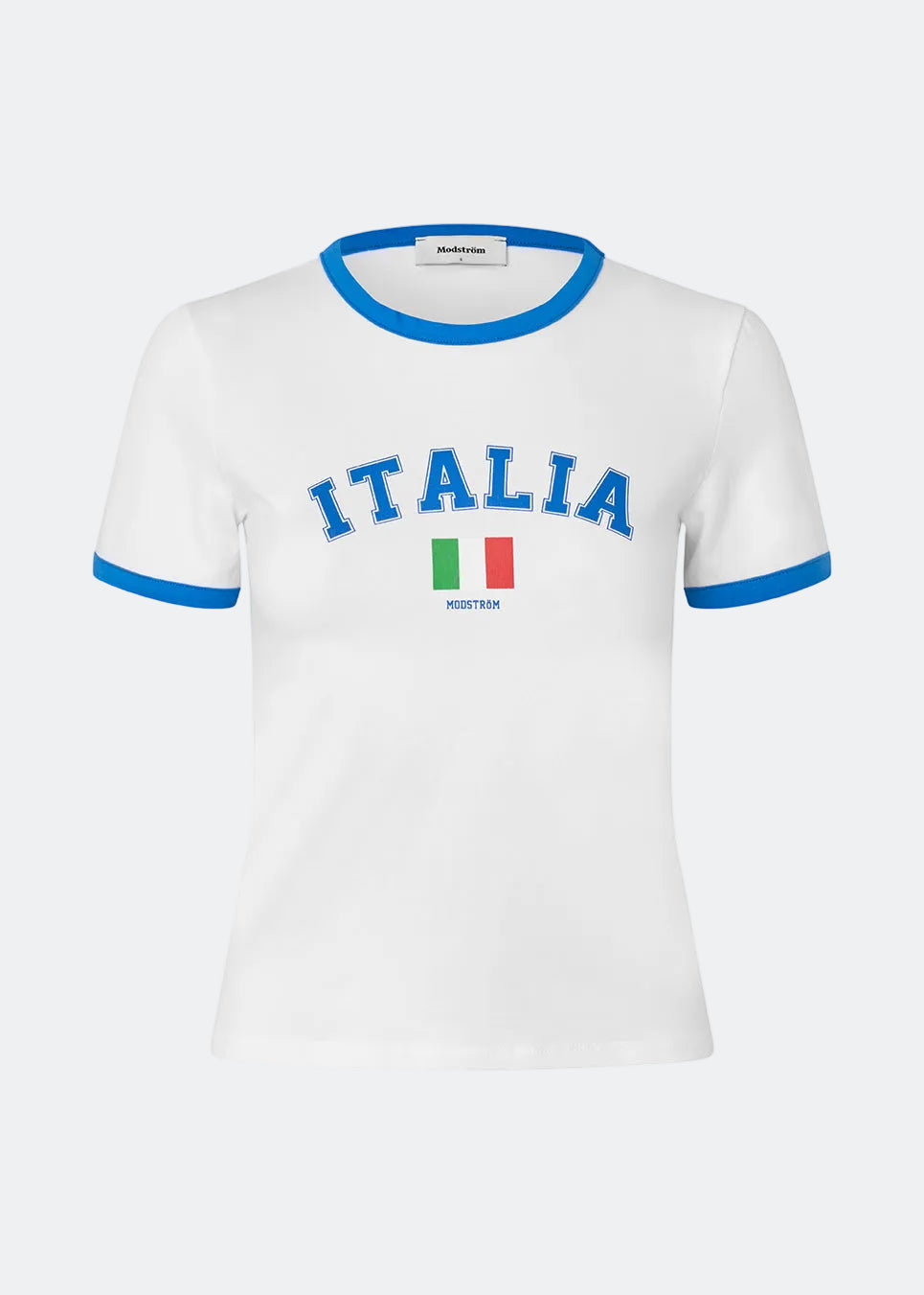 Fitted T-shirt with Italy logo. The AstaMD Italia T-Shirt features blue contrast trims on the short sleeves and round neckline. A sporty and modern T-shirt, perfect for everyday and casual looks.