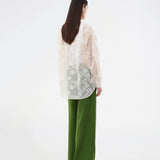 Long shirt in heavyweight mesh with embroidery. The BabaraMD Long Shirt features a collar, button closure, and cuffed sleeves - an elegant and trendy statement top that creates a modern, polished look.
