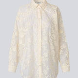 Long shirt in heavyweight mesh with embroidery. The BabaraMD Long Shirt features a collar, button closure, and cuffed sleeves - an elegant and trendy statement top that creates a modern, polished look.