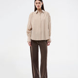 Striped shirt with voluminous sleeves. The BaldvinMD Shirt features a classic collar, concealed button closure, and trendy balloon sleeves with cuffs - a chic and stylish statement top for work and special occasions.