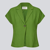Short-sleeved blazer vest with a notched collar. The BenittaMD Vest features a relaxed, waist-focused fit, side pockets, and a single-button closure – the lightweight fabric creates a modern, effortless look, perfect worn alone or layered for a sharp, fashion-forward style.
 