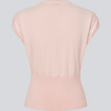 Feminine sleeveless cardigan in lightweight, luxurious knit. The Bernadette MD Vest features elegant ribbed trims, a stylish button closure, and a round neckline, with a tailored fit and an extra-wide ribbed waistband. Made from soft, 100% organic cotton – a timeless wardrobe must-have.
