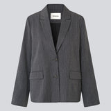 Classic blazer with elegant pinstripes. The BirnaMD Blazer has a timeless and sleek look, featuring details such as a notched collar, side pockets, and button closure - a modern and polished wardrobe must-have.