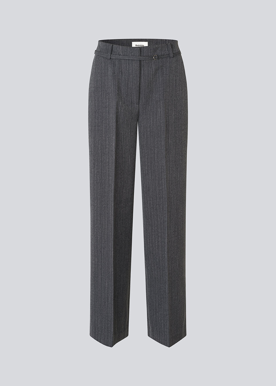 Pinstripe tailored trousers with a stylish belt detail. The BirnaMD Pants feature classic details such as a zip fly, belt loops, side pockets, and pressed creases, along with an exclusive belt accent - a chic and cool style that creates a modern, polished look.