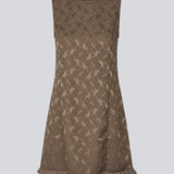 Elegant short dress in textured, patterned fabric. The Briannamd Dress features feminine details such as an A-line silhouette and a ruffle trim, is sleeveless, and designed with a round neckline and a back zip closure. Made from 100% recycled polyester.