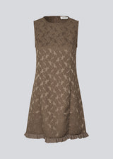 Elegant short dress in textured, patterned fabric. The Briannamd Dress features feminine details such as an A-line silhouette and a ruffle trim, is sleeveless, and designed with a round neckline and a back zip closure. Made from 100% recycled polyester.