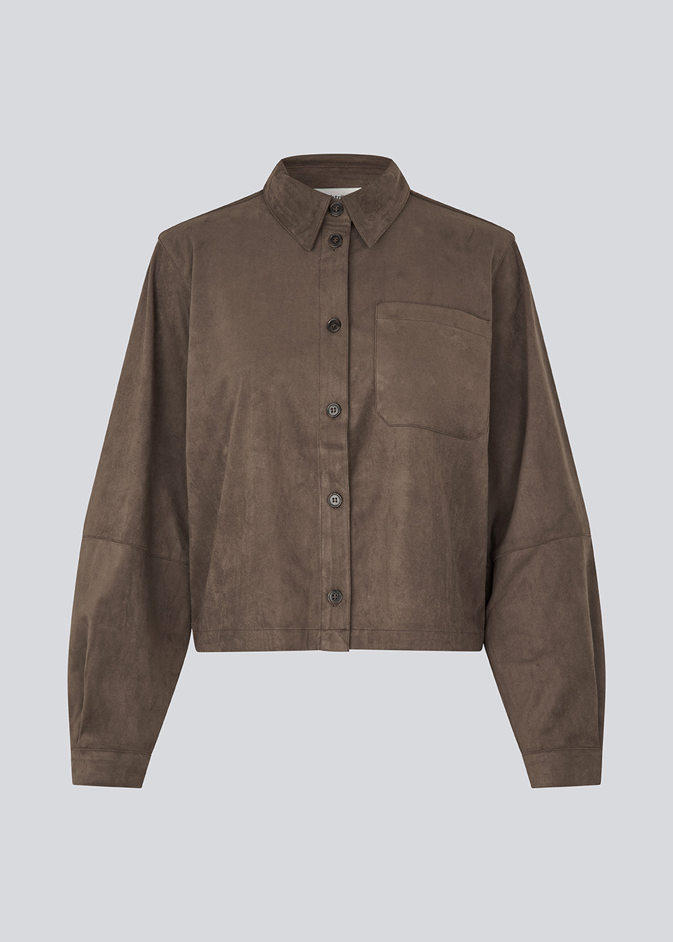 Shirt in soft faux suede. The BritneyMD Shirt features classic shirt details such as a collar, button closure, chest pocket, and cuffs, along with wide sleeves and a length that reaches the waistband - a chic and edgy statement top for modern wardrobes.
