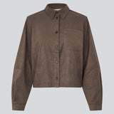 Shirt in soft faux suede. The BritneyMD Shirt features classic shirt details such as a collar, button closure, chest pocket, and cuffs, along with wide sleeves and a length that reaches the waistband - a chic and edgy statement top for modern wardrobes.