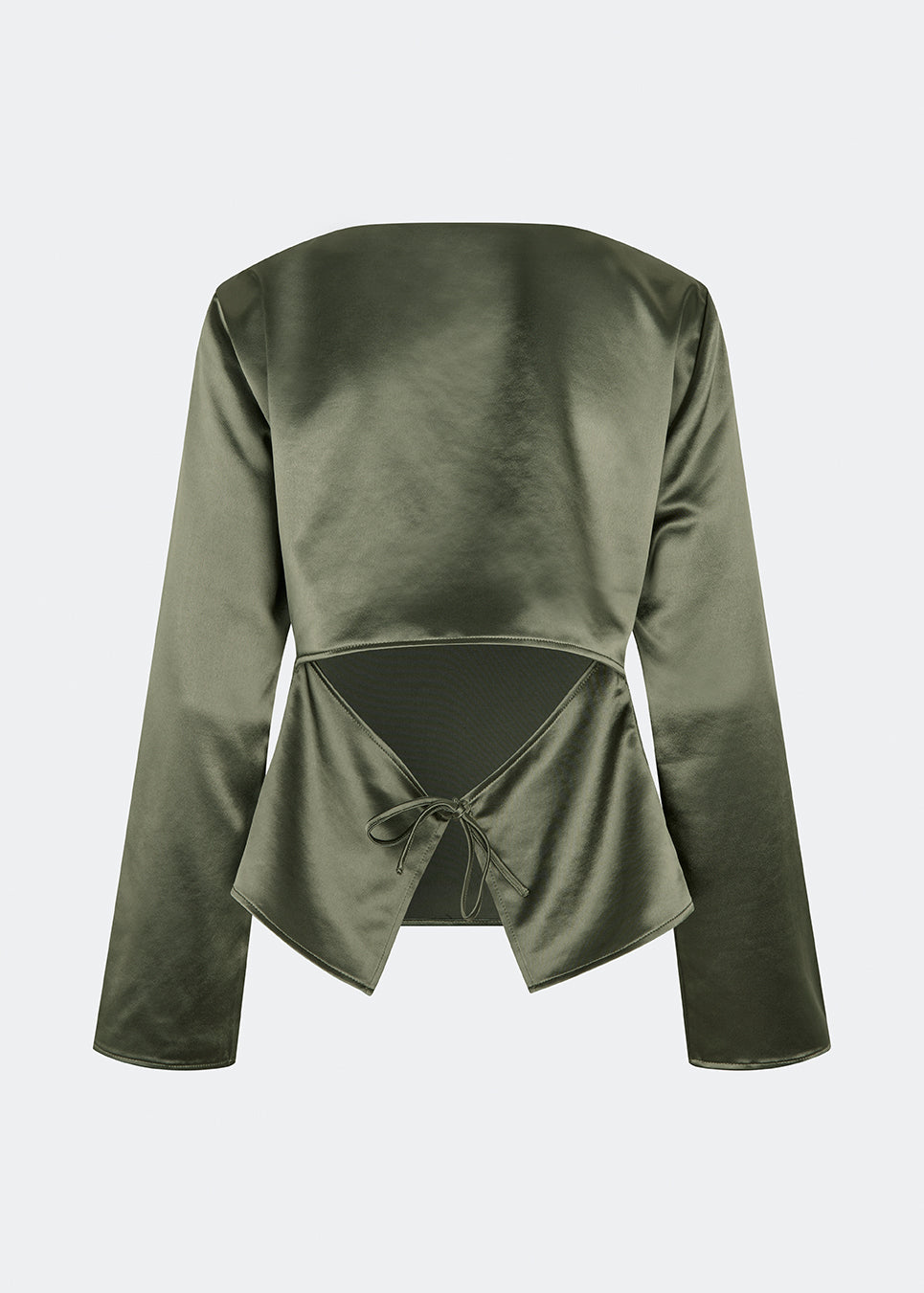 Elegant satin blouse with a feminine and contemporary look. Cianomd top is crafted from a lustrous satin fabric with long sleeves, a boat neckline, and a striking open-back detail finished with delicate tie fastening. A refined wardrobe staple that pairs effortlessly with tailored trousers, denim, or occasion-ready skirts.