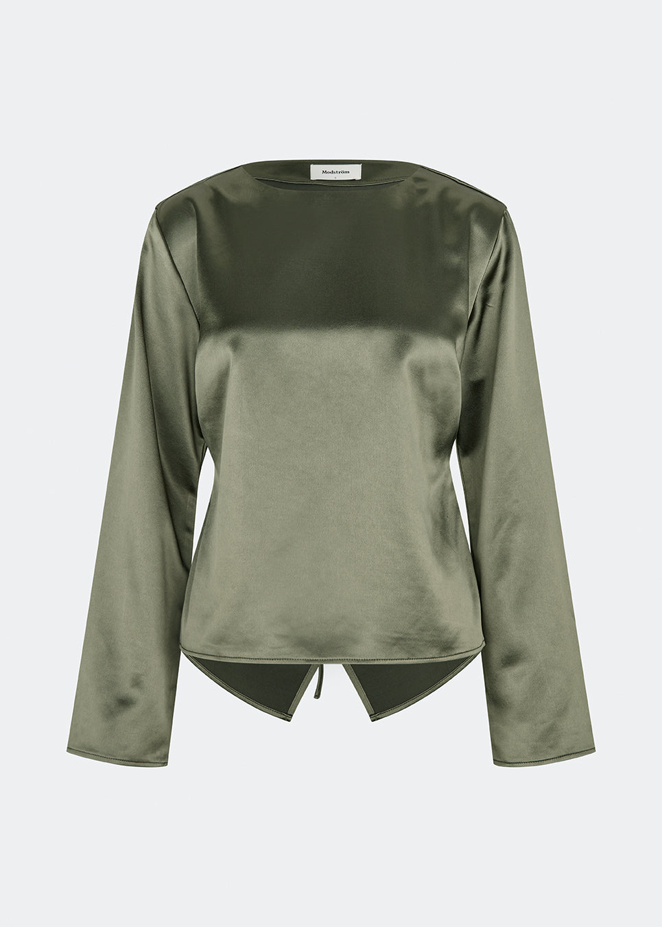 Elegant satin blouse with a feminine and contemporary look. Cianomd top is crafted from a lustrous satin fabric with long sleeves, a boat neckline, and a striking open-back detail finished with delicate tie fastening. A refined wardrobe staple that pairs effortlessly with tailored trousers, denim, or occasion-ready skirts.