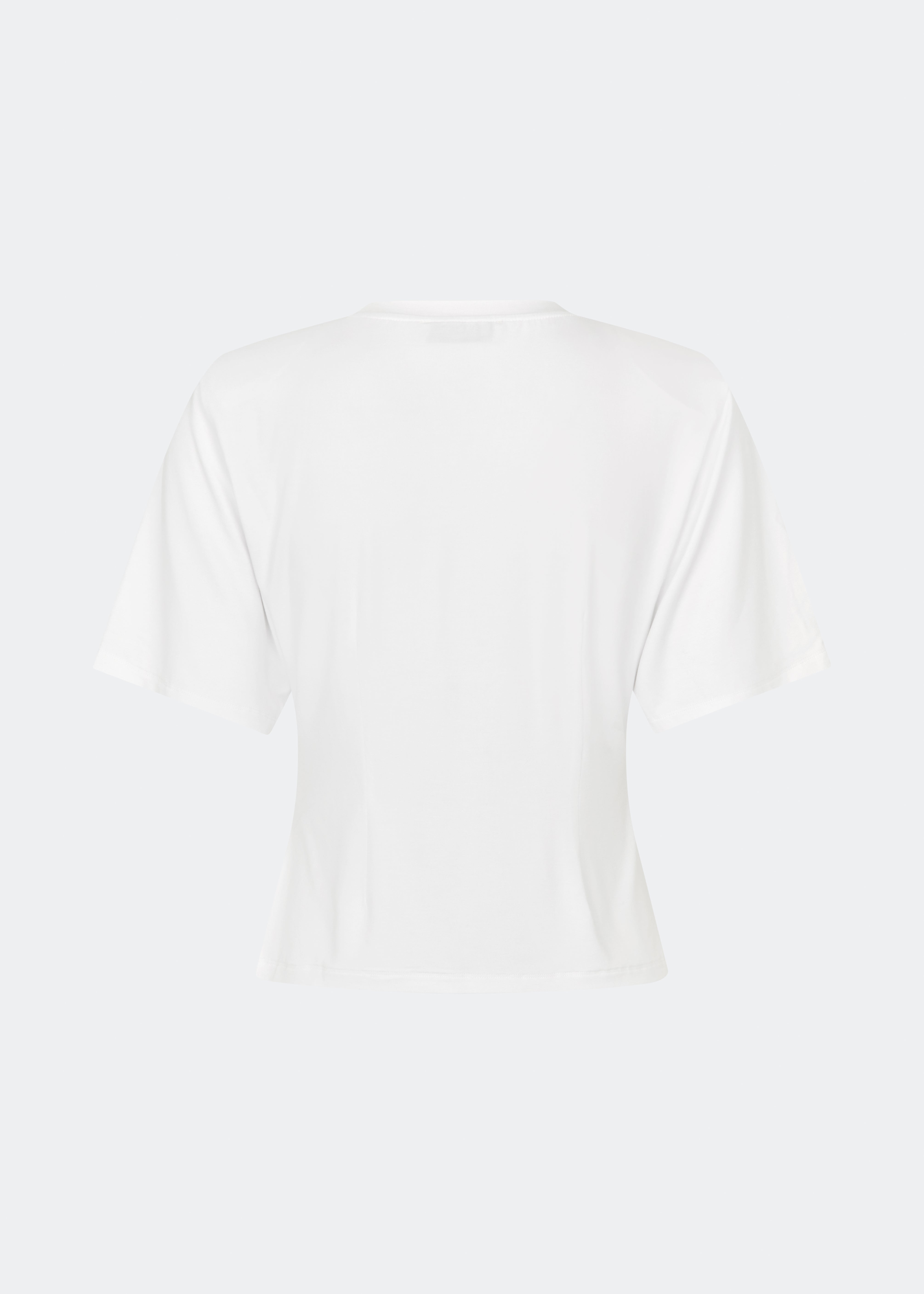 Classic T-shirt crafted from a soft and comfortable fabric. Ciliane T-shirt features a gently fitted silhouette with a crew neckline, short sleeves, and built-in shoulder pads that create a modern, structured look. Its clean, timeless design makes it a versatile wardrobe essential, perfect to wear on its own or layered under jackets, knitwear, and blazers.
