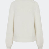 Soft and feminine knitted sweater with delicate crochet detailing. Cillamd V-neck is designed in a relaxed fit with a V-neckline, wide collar, and decorative crochet panels across the shoulders for a romantic touch. The voluminous sleeves and soft knit quality make it a comfortable wardrobe favourite that pairs effortlessly with jeans, tailored trousers, and skirts.