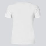 Tight fit basic t-shirt top in white with a high and straight neckline. DaeMD top is made from a ribknitted organic cotton.&nbsp;