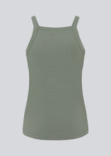 Tight fit basic top in soft green with a high and straight neckline. DaeMD top is made from a ribknitted organic cotton. 